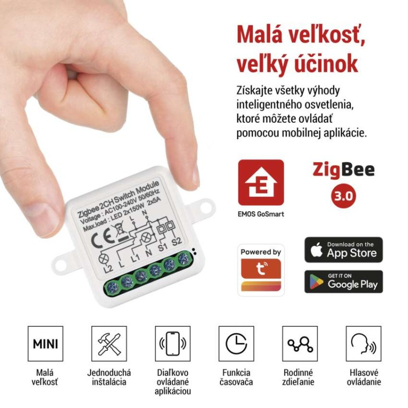 GoSmart spínací modul IP-2102SZ, ZigBee, 2-kanálový 1