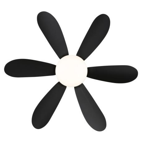 Stropný ventilátor, kov/plast, matná čierna, stmievateľný, viacero rýchlostí pomocou nástenného vypí 4