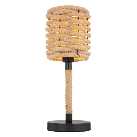 Stolová lampa, kov čierny, konopné lano, vypínač, Ø165, V:450, bez žiarovky 1xE27, max. 40W 230V 3