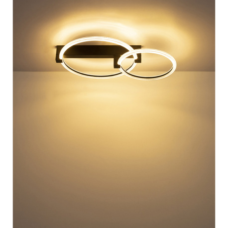 Stropné svietidlo, kov čierny matný, plast transparentný, biely, DxŠxV: 580x380x115mm, rozmery kruho 10