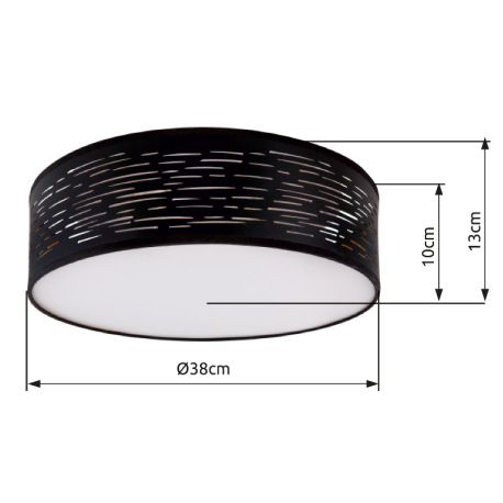 Stropné svietidlo, kov čierny, plast čierny a zlatý, 3 kroky svietenia pomocou nástenného vypínača, 6