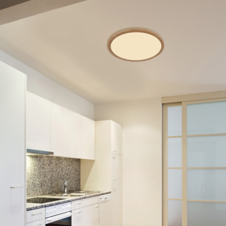 Stropné svietidlo, plast so vzhľadom dreva, satinovaný, biely, niekoľko úrovní cez nástenný spínač, 11