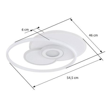 Stropné svietidlo, kov biely, chróm, akryl biely, pamäťová funkcia, nočné svetlo, stmievateľné, diaľ 11