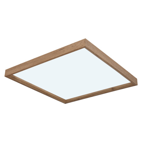 Stropné svietidlo, kov biely, MDF vzhľad dreva, plast opál, fixácia farby, DxŠxV:450x450x85mm, vráta 7