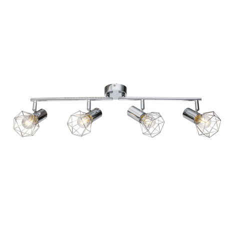 Stropné svietidlo, kov chróm, sklo číre, nastaviteľné, DxV: 600x150, bez žiaroviek 4xE14, max. 40W 2