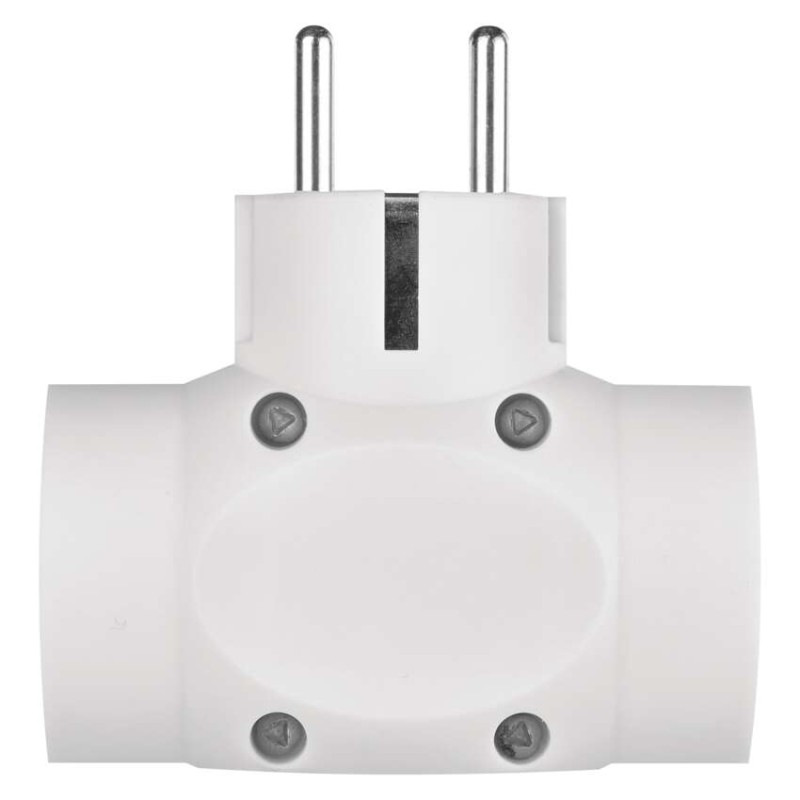 Rozbočovacia zásuvka 3×, okrúhla, biela 3