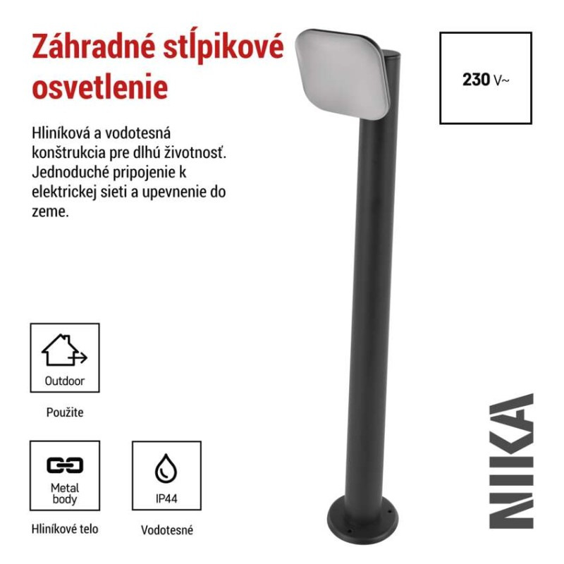 LED záhradné stĺpikové svietidlo NIKA, 16,5 x 12 x 80 cm, 12,5 W, teplá biela 2
