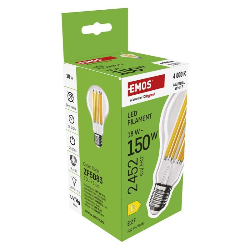 LED žiarovka Filament A70 / E27 / 18 W (150 W) / 2452 lm / Neutrálna biela 6