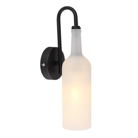 Nástenné svietidlo, kov čierny, akryl, saténová fľaša, ŠxV: 100x350, H: 135,bez žiarovky 1xE27 LED,