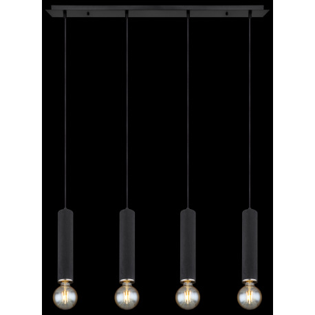Závesné svietidlo, kov čierny, drevo čierne, kov nikel, textilný čierny kábel, DxŠxV:930x100x1200mm, 15