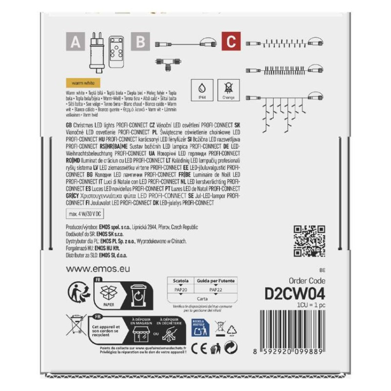 Profi LED spojovacia reťaz blikajúca biela – cencúle, 3 m, vonkajšia, teplá biela 12