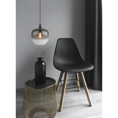 Závesné svietidlo kov čierny matný, dymové sklo, kábel textil čierny, ø: 290mm, V: 1200mm, bez žiaro 2