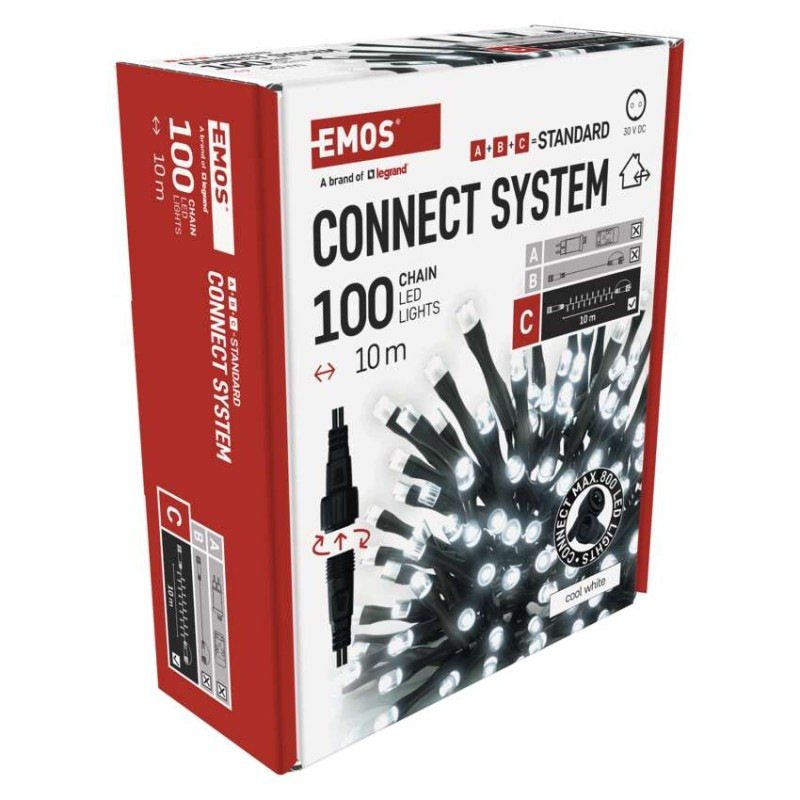 Standard LED spojovacia vianočná reťaz, 10 m, vonkaj. aj vnútor., studená biela 14