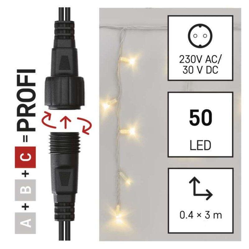 Profi LED spojovacia reťaz blikajúca biela – cencúle, 3 m, vonkajšia, teplá biela 1