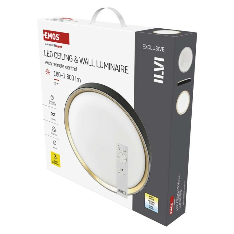 LED nástenné svietidlo ILVI, kruhové 30 W, stmievanie + CCT, čierna + šampanská
