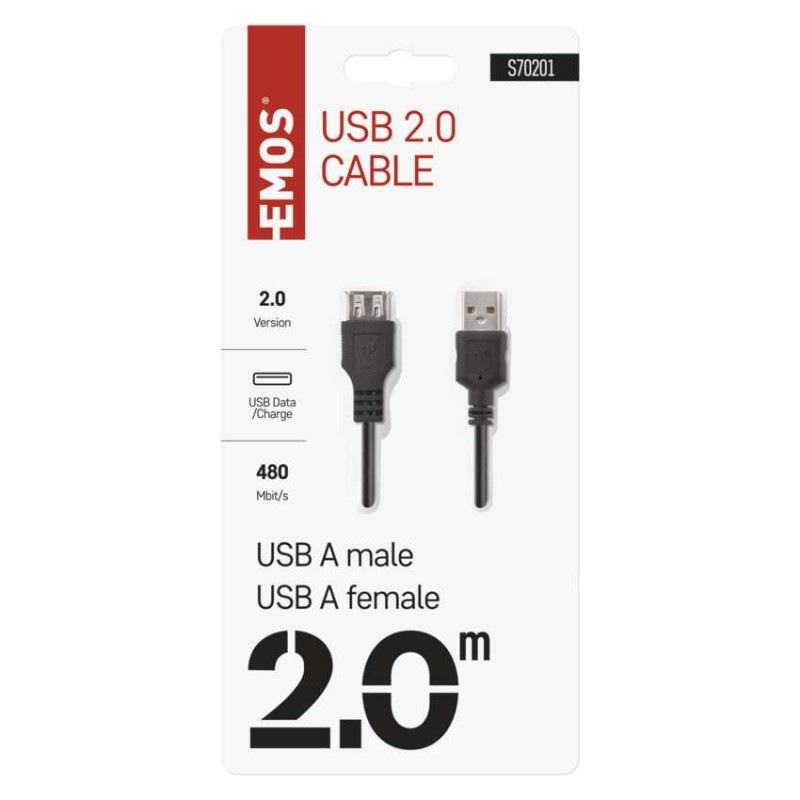USB kábel 2.0 A vidlica – A zásuvka 2m 1