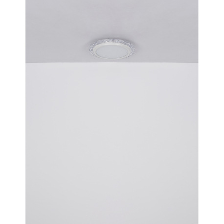 Stropné svietidlo, kov biely, plastové krištále číre, plast biely s trblietavým efektom, ø: 400 mm, 7