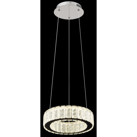 Závesné svietidlo, kov chróm, krištále K5 číre, chrómový krúžok, stmievateľné, viac úrovní pomocou n 11