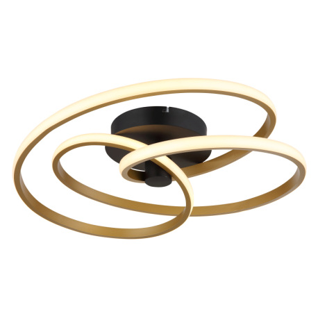 Stropné svietidlo, kov čierny, hliník zlatej farby, plast biely, ø: 500mm, H: 160mm, vrátane LED 40W