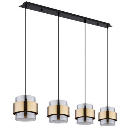 Závesné svietidlo, kov čierny matný, sklo, mosadz, DxŠxV: 1110x180x1200mm, bez žiaroviek 4x E27, max 14