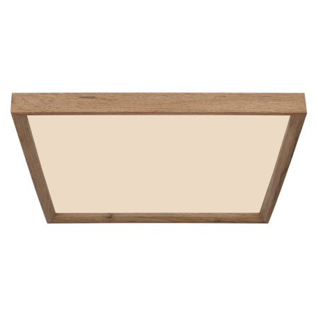 Stropné svietidlo, kov biely, MDF vzhľad dreva, plast opál, fixácia farby, DxŠxV:450x450x85mm, vráta 3