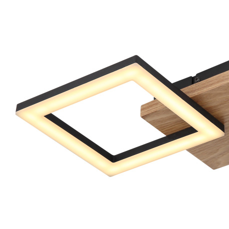 Stropné svietidlo, kov čierny, drevo tmavohnedé, plast biely, DxŠxV:460x225x70mm, vrátane LED 18W 23 15