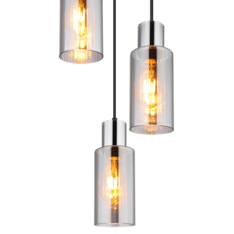 Závesné svietidlo, kov čierny, sklo dymovej farby, kábel PVC čierny, možnosť skrátenia výšky, ø: 320 3