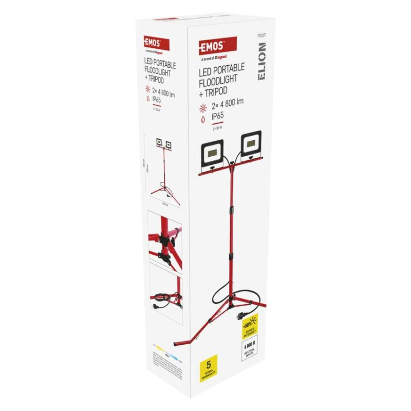 LED reflektor ELION, 2×30W + trojnožka, neutrálna biela 13
