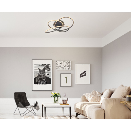 Stropné svietidlo, kov čierny, plast biely, Ø600, V: 127, vrátane 1xLED 30W 230V, 1370lm, 3000K 1