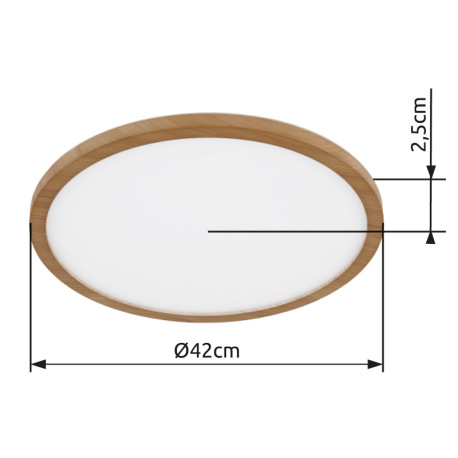 Stropné svietidlo, plast so vzhľadom dreva, satinovaný, biely, niekoľko úrovní cez nástenný spínač, 20