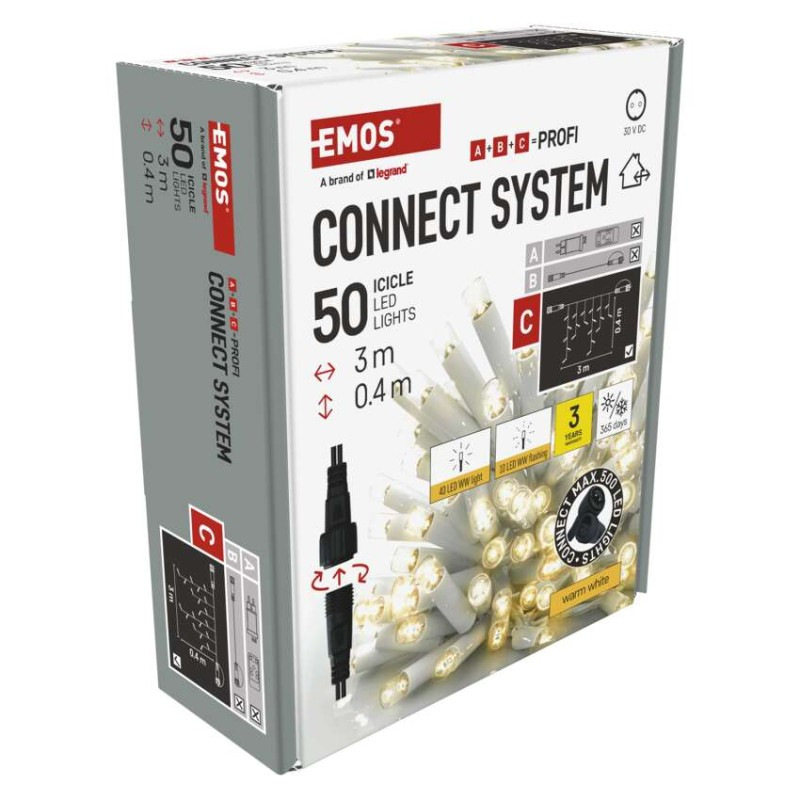 Profi LED spojovacia reťaz blikajúca biela – cencúle, 3 m, vonkajšia, teplá biela 13