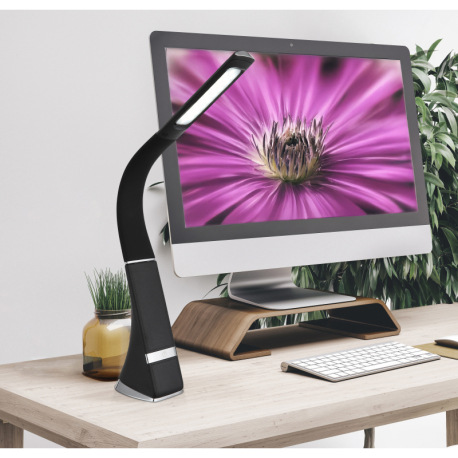 Stolové svietidlo, plast čierny, chrómový, dotykový stmievač, bez adaptéra, USB-C - USB-C, Flexo, CR 13