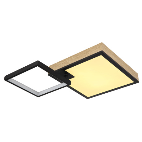 Stropné svietidlo kov čierny matný, MDF imitácia dreva, akryl biely, stmievateľné, niekoľko úrovní p 5