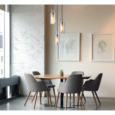 Závesné svietidlo, kov čierny, sklo dymovej farby, kábel PVC čierny, možnosť skrátenia výšky, ø: 320 1