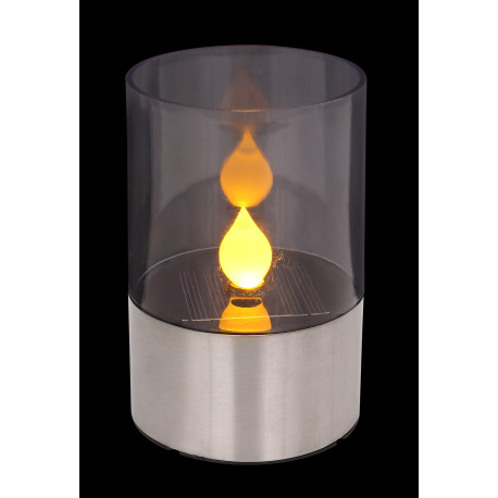 Solárne svietidlo, nerez, plast priehľadný, imitácia blikajúcej sviečky, IP44, vypínač, akumulátor A 2