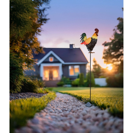 Solárne svietidlo, kov hnedý, čierny, žltý, oranžový, vypínač, batéria AAA 300mAh 1,2V, IP44, kohúti 6