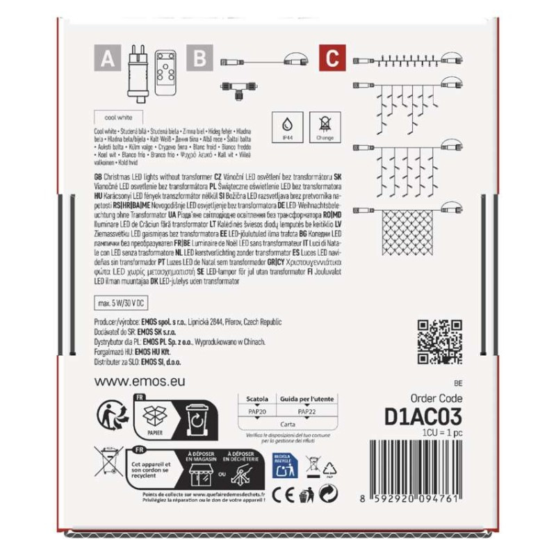 Standard LED spojovacia vianočná reťaz, 10 m, vonkaj. aj vnútor., studená biela 13