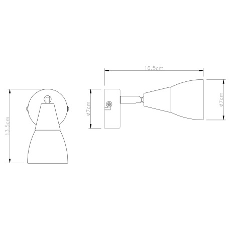 Bočné svietidlo, chróm, sklo biele, ŠxV:70x135, H:165, bez žiarovky 1xE14, max. 40W 230V. 5