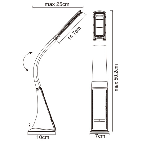 Stolová lampa, plast, biela, chróm, s hodinami a budíkom, flexo, zmena farby svetla, CCT 3000-4500-5 11