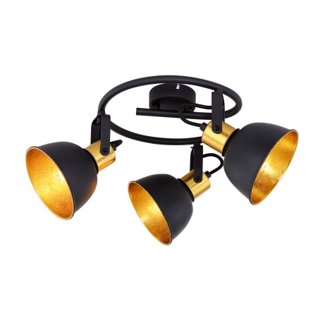 Stropné svietidlo, kov čierny, kov zlatý, Ø250, V:190, bez žiaroviek 3xE14, max. 25W 230V 3