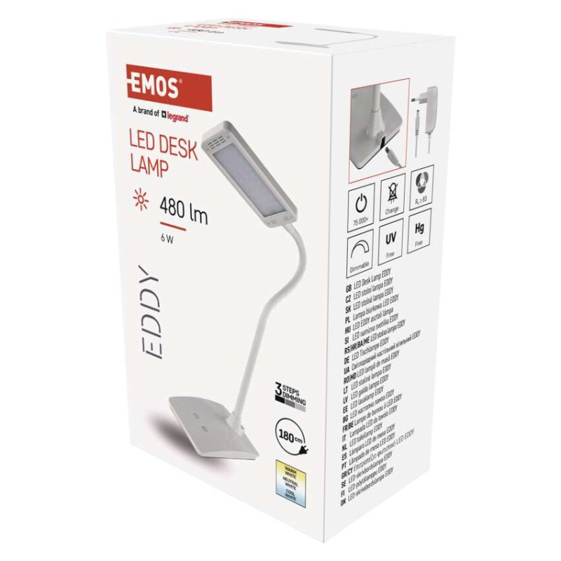 LED stolná lampa Eddy, biela 2