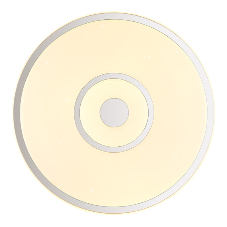 Stropné svietidlo, kov biely, plast biely s trblietavým efektom, chrómový krúžok, ø: 380 mm, V: 65 m 3