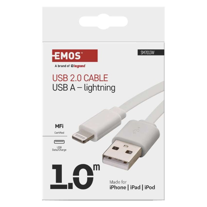 Nabíjací a dátový kábel USB-A 2.0 / Lightning MFi, 1 m, biely 1