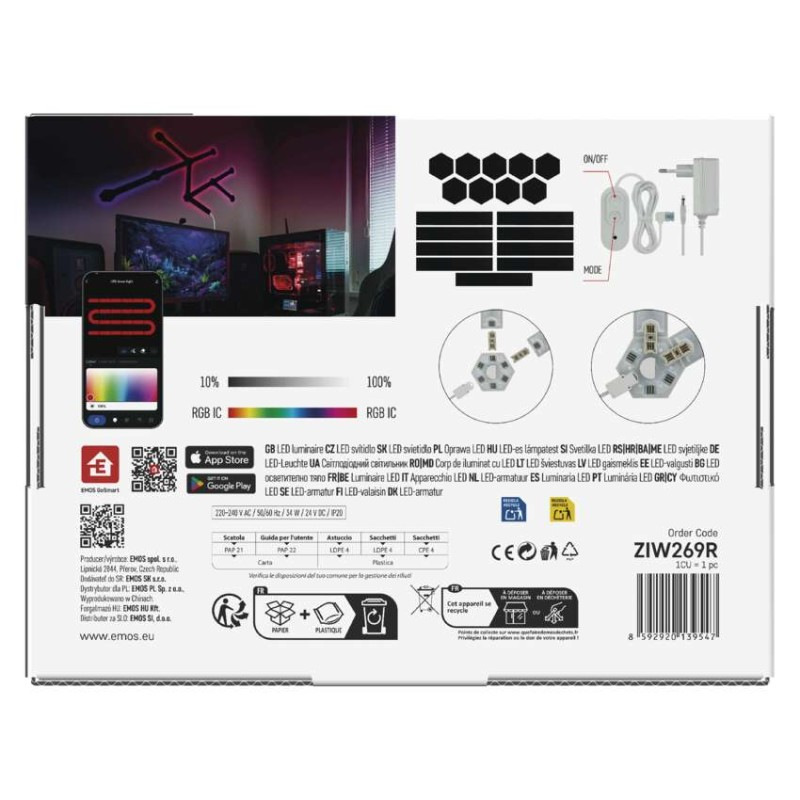GoSmart LED svietidlo Lines čierne, 9 častí, 34 W, RGBIC stmievateľné, WiFi 11