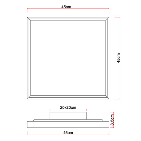 Stropné svietidlo, kov biely, MDF vzhľad dreva, plast opál, fixácia farby, DxŠxV:450x450x85mm, vráta 11