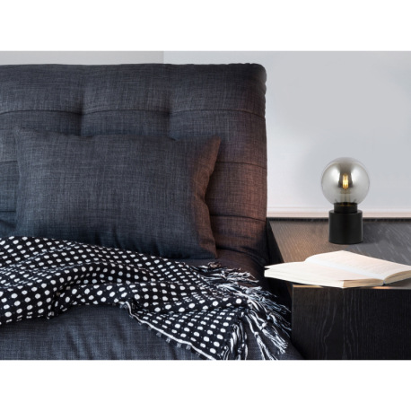 Stolová lampa, kov čierny matný, sklo dymové, kolískový vypínač na kábli, ø:150mm, V: 245mm, dĺžka k 1