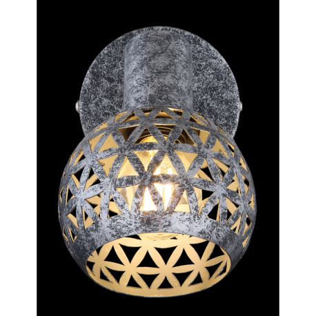 Nástenné svietidlo, kov sivý antik, tienidlo ručne maľované, tienidlo s dekoratívnym dierovaním, ŠxV 4