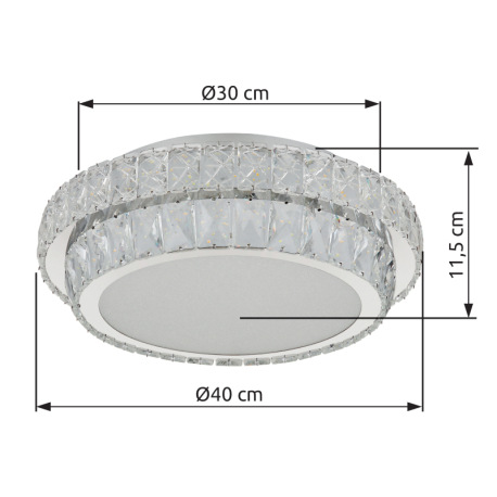 Stropné svietidlo, kov chróm, kryštály K5/akrylové číre, stmievateľné, niekoľko úrovní pomocou náste 13