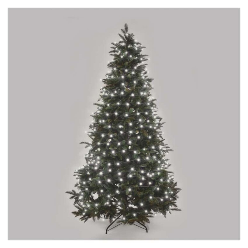 LED vianočná cherry reťaz – guličky, 48 m, vonkajšia aj vnútorná, studená biela, časovač 7