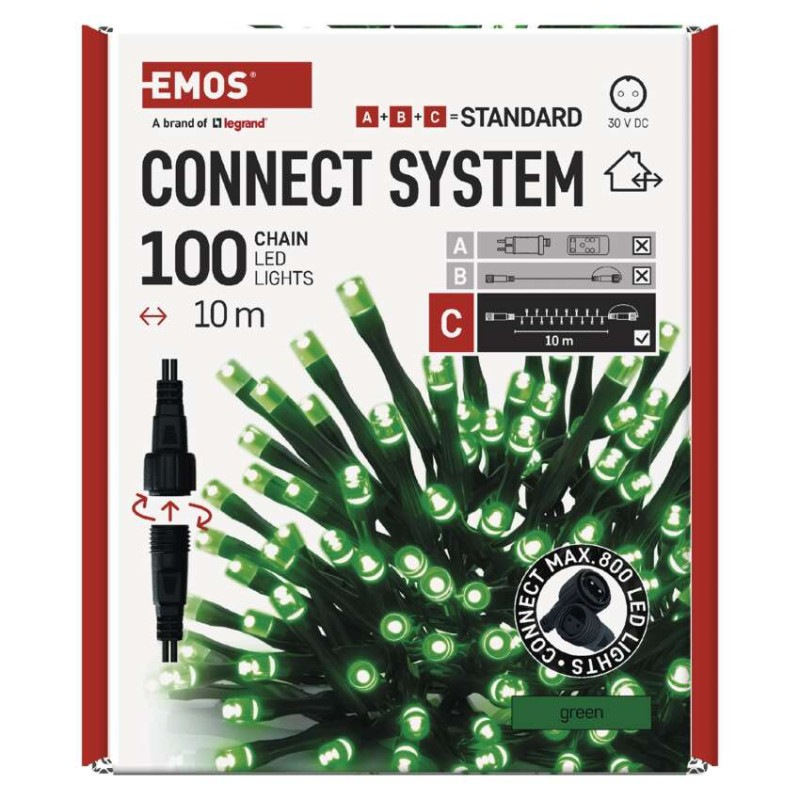 Standard LED spojovacia vianočná reťaz, 10 m, vonkajšia aj vnútorná, zelená 10